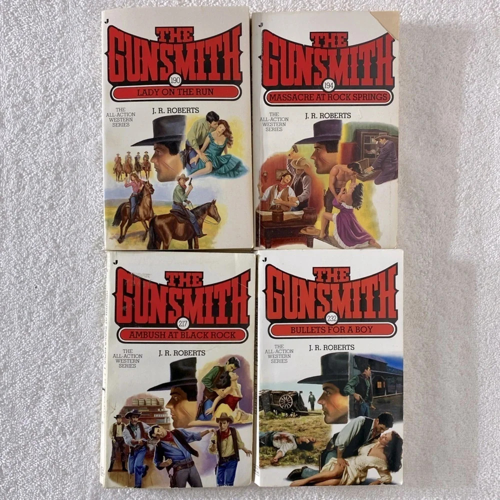 Vintage The Gunsmith All Action Western Romance Novel x4